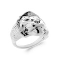 bague tête de lion argent